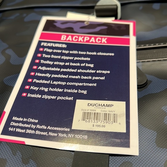 NEW🖤💙Duchamp Foldover Rubberized Backpack in Navy Camo - Picture 7 of 9